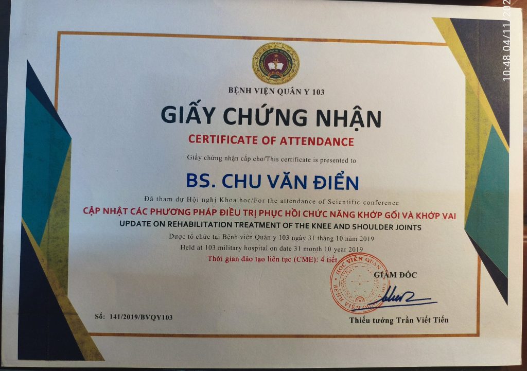 Phục hồi chức năng sau Viêm quanh khớp vai Bệnh viện Quân y 103, Doctor Chu