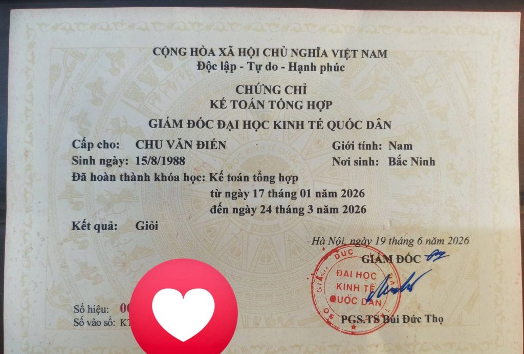 chứng chỉ kế toán doctor chu 1